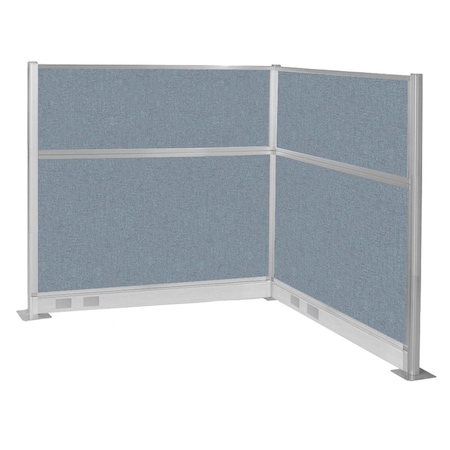 Versare Pre-Configured Hush Panel Electric Cubicle (L Shape) 6' x 6' Powder Blue Fabric 1859373